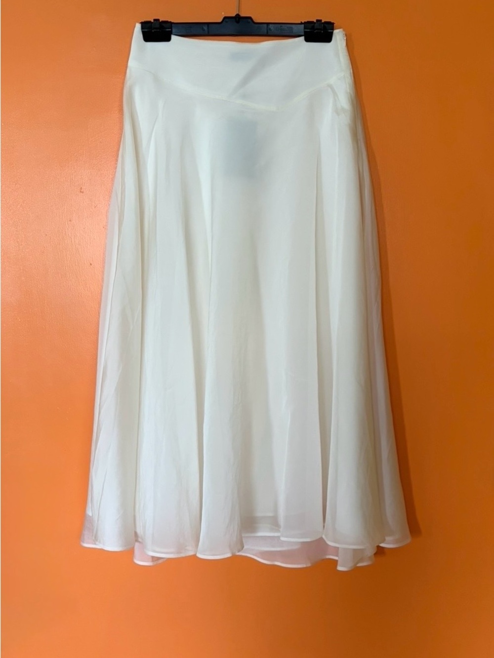 Massimo Dutti Cream Flowing A-Line Midi Skirt